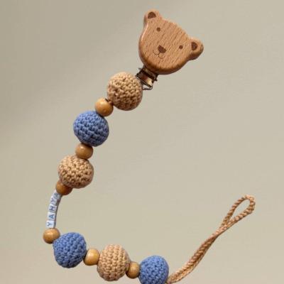 Package Of Two Pieces Blue Bear Shape Doll And Pacifier Clip