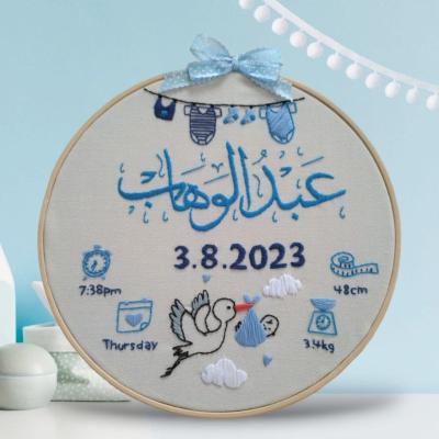 A Customised Wooden Circle Hoop Baby Boy (Price depends on size)