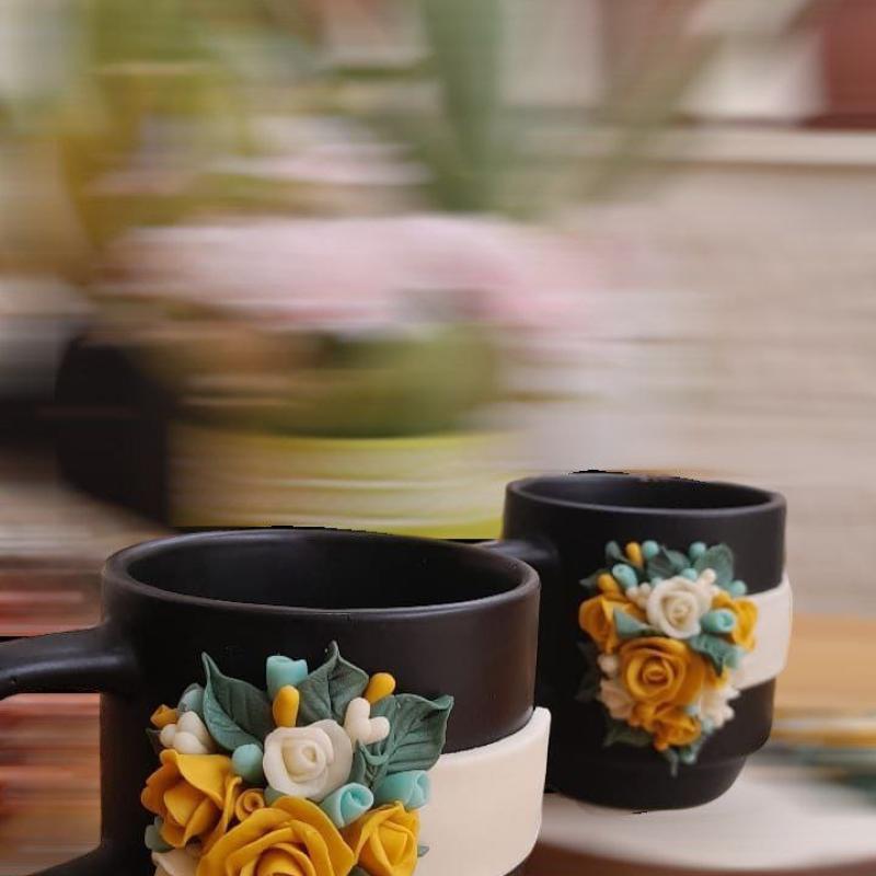 Handmade Cup With Flowers