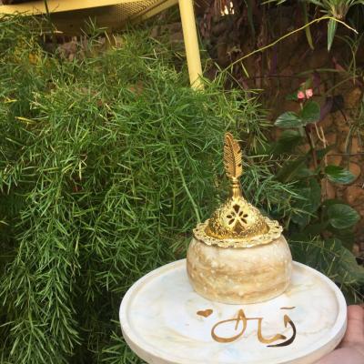 A Special Marble Set Of Scented Stone Powder Incense Burner With A Round Bowl & A Customised Name