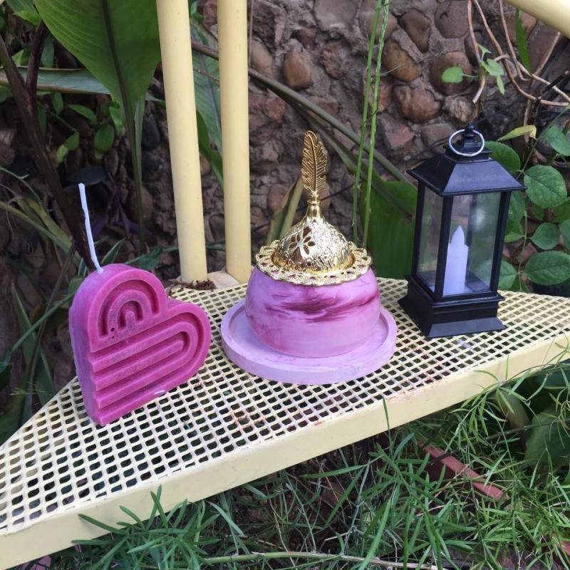 A Special Marble Set Of Scented Stone Powder Incense Burner With Candle