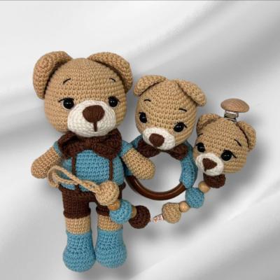 Package of 3 PCS teddy bear، ring and chain